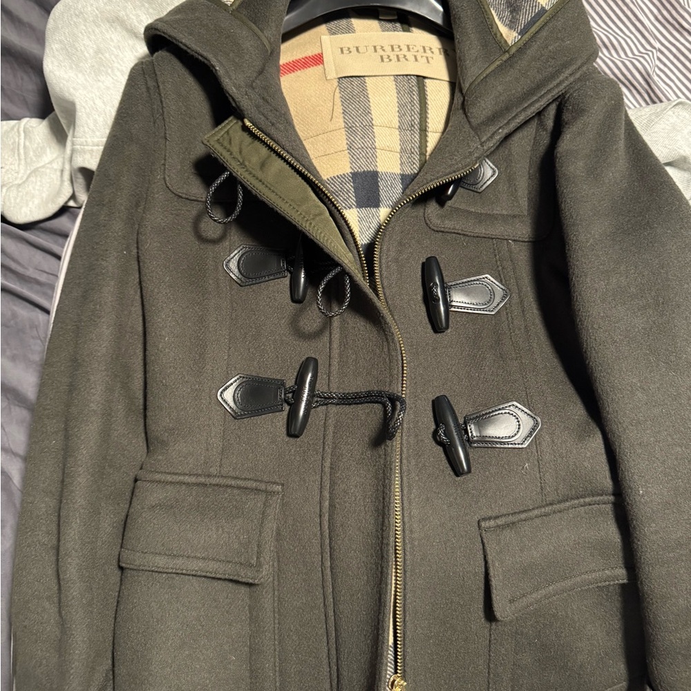 Burberry Olive Green Toggle Coat